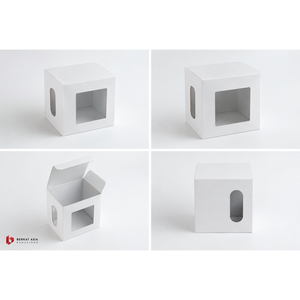<b>Black</b> Cube Gift <b>Box</b> with Window Premium Mug Cup Display Custom Print - Product Image 2