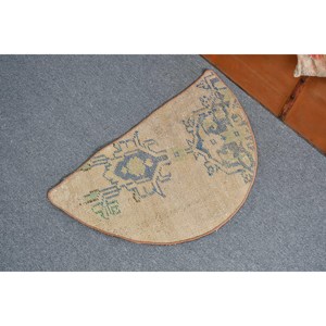 Alfombra de 2.5x1.5 pies, Alfombra Turca Vintage, Alfombra Marroquí de Lana Azul Verde - Product Image 3