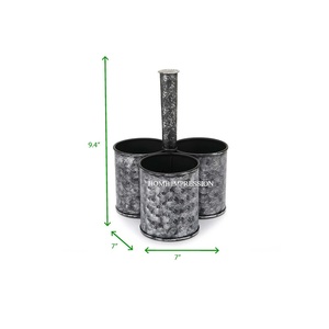 Decorative Farmhouse Galvanized <b>Utensil</b> Caddy For Keeping Cutlery Napkins And Small Kitchen Tools Neat and Accessible Supplies - Product Image 1