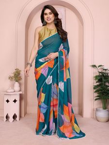 Nuevo Heavy Silk KOTA DORIYA Impreso Sari Hoja de algodón Impresión digital Efecto BRASSO Blusa formal perfectamente combinada para fiestas - Product Image 6