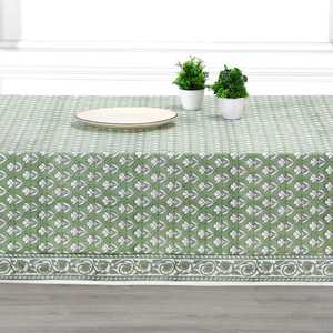 Verdant Floral Hand Block Print Cotton <b>Tablecloth</b> Indian French Country Style Dining Wedding Table Cover - Product Image 4