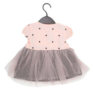 Vestido de red con mangas cortas para niñas recién nacidas - Color melocotón - Product Image 2