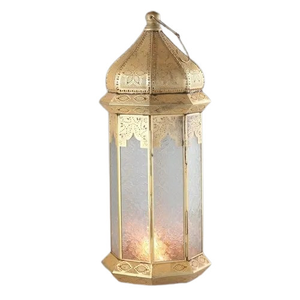 Farol Vintage de Latón de Alta Calidad con Relieve, Vidrio y Acabado Pulido para Decoración de Mesa, Farol Árabe para Decoración - Product Image 6