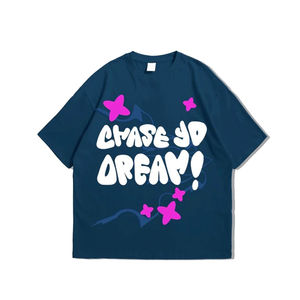 เสื้อยืดผ้าฝ้าย100% สำหรับผู้ชายเทรนด์ยอดนิยม2025เสื้อยืดโอเวอร์ไซส์ลาย3D พัฟฟ์ใส่ได้ตามต้องการ - Product Image 4