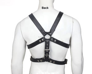 Arnés de Pecho y Hombros en Forma de Y de Cuero Vacuno Auténtico para Hombre, Doble Pliegue, Estilo Bondage Fetiche, Color y Logotipo Personalizables, MHS-0048 - Product Image 6