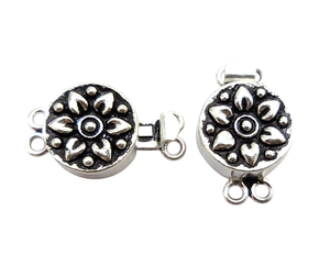 25X16X7MM Cierre de caja floral de una sola y varias hebras 1 y 2 y 3 hebras Cierre de joyería Chapado en plata oxidada B204 - Product Image 2