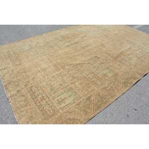 Alfombra clásica de lana de retazos verde Beige de 7,6x11,9 pies, alfombras rectangulares turcas Vintage hechas a mano, nuevo modelo de respaldo de látex para cabecera - Product Image 2