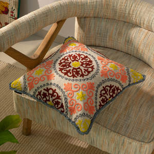 Magnifique housses de coussin brodées 18x18 housse de coussin florale housse de coussin carrée brodée décorative pour salon - Product Image 2