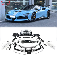 Kit carrosserie en fibre de carbone sèche de haute qualité pour Ferrari SF90 Upgrade SF90xx : pare-chocs avant, jupes latérales, diffuseur arrière, aileron de capot, canards.