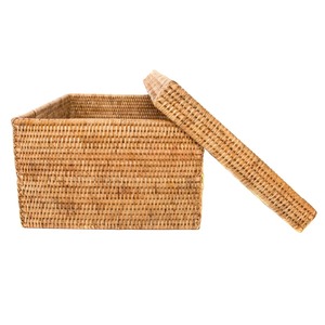 Cesta rectangular de ratán tejida a mano con tapa, cesta de almacenamiento hecha a mano, venta al por mayor, ecológica, hecha en Vietnam - Product Image 2
