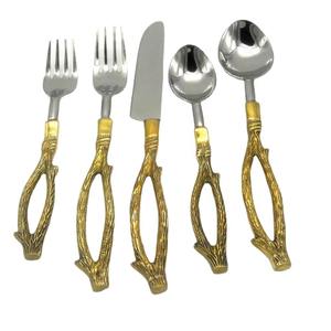 ชุดเครื่องใช้บนโต๊ะอาหาร5ชิ้นมีดส้อมเครื่องล้างจานปลอดภัยใช้ในครัวโต๊ะคาเฟ่บ้านนักออกแบบโลหะจับ - Product Image 1