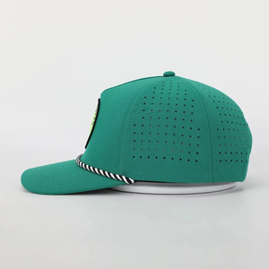 Sombrero de Golf personalizado, 5 paneles, agujeros cortados con láser, parche tejido, cuerda con logotipo de costura, Cierre trasero de plástico, resistente al agua, fabricante VN - Product Image 4