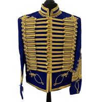 Veste de Hussard avec Tresse Dorée, Uniforme Cérémonial en Laine Noire, Uniforme Napoléonien Français