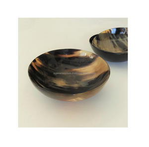 Bol de service Vintage et élégant en corne décoration intérieure finition naturelle et bols colorés - Product Image 2