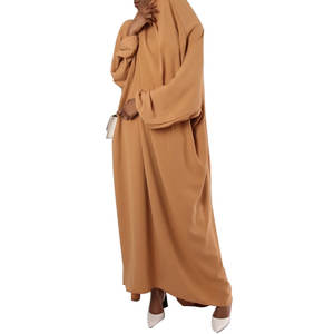 Abayas jilbab à manches longues de couleur unie, vêtements de style musulman, vente en gros, 2 pièces, nouvelle collection 2022 - Product Image 4