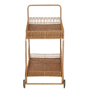 รถเข็นหวายสำหรับตกแต่งสวนในบ้านรถเข็นสำหรับตกแต่งภายในหรือภายนอกทำด้วยมือสำหรับเฟอร์นิเจอร์ชากาแฟอาหารค่ำ - Product Image 2