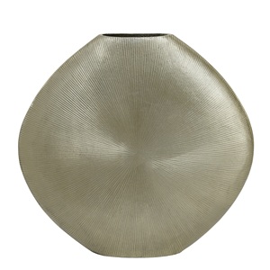 Maceta ovalada dorada de aluminio con diseño de rayas, florero grande de alta calidad para boda, fiesta, hogar, decoración de mesa, jarrón de decoración de mesa auxiliar para habitación - Product Image 1