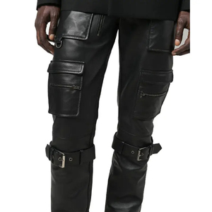 Pantalons cargo en cuir pour homme, taille haute, best-seller 2024, confortables, sur mesure, OEM, très demandés à un prix raisonnable, en solde ! - Product Image 3