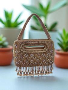 กระเป๋าคลัทช์ทรงครึ่งวงกลมประดับลูกปัดเรซิ่นวิบวับ งานแฮนด์เมดสไตล์อินเดีย สำหรับสุภาพสตรี ใช้ในงานแต่งงาน แฟชั่นลำลอง ขายส่งสำหรับผู้ส่งออก - Product Image 3