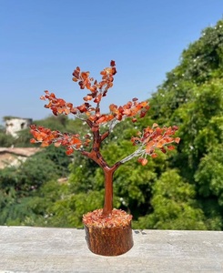 Arbre en pierre de cornaline rouge certifiée, 300 perles, arbre en cristal, arbre en pierre, objet de décoration, cristal de guérison Reiki, décoration d'intérieur - Product Image 2