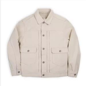 Work Wears Veste de corvée avec logo personnalisé Veste rétro multi-poches en cuir taupe de haute qualité Cargo français lourd - Product Image 6