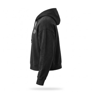 Custom Cropped Boxy Hoodie 380 GSM Washed Fleece Gym Hoodie Drop Shoulder No Pocket Streetwear OEM Wholesale - Product Image 3