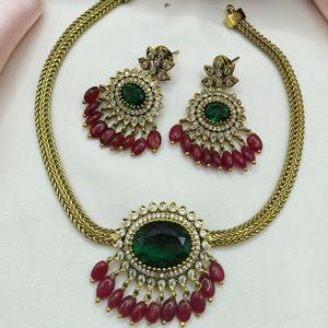 Hermoso diseñador CZ antiguo chapado en oro conjunto de collar con pendientes elegante conjunto de collar para ropa de boda ropa de fiesta para mujer - Product Image 1