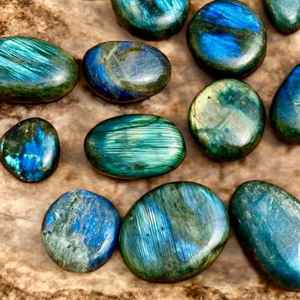 หินปาล์มทรงรีรูปวงรีลาบราดอไรต์ธรรมชาติสำหรับการรักษาและทำสมาธิหินพกพาสำหรับสร้างสมดุลทางอารมณ์พลังงานโลโก้ที่กำหนดเอง - Product Image 3