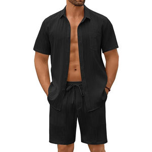 Survêtement d'extérieur respirant en molleton à manches courtes avec boutons pour l'été, logo à l'avant, vente en gros, couleurs personnalisées pour hommes - Product Image 1