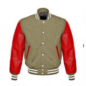 Veste universitaire en laine unisexe Patchwork personnalisé rouge vert hiver Letterman Basketball CollegeBaseballjacket pour hommes - Product Image 3