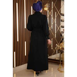 Robe décontractée avec ceinture et détails en pierres, 100% coton - Product Image 5