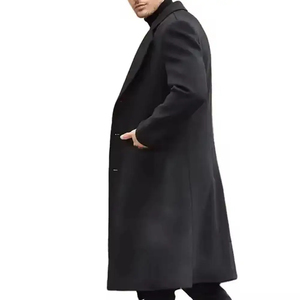 Manteaux longs classiques en cuir véritable faits à la main pour hommes, vêtements d'extérieur d'hiver noirs de luxe, coupe élégante et ajustée, écologiques et respirants - Product Image 2