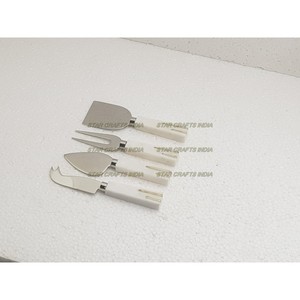 Couteau à fromage en pierre et acier inoxydable Ensemble de couteaux en argent Lame en acier inoxydable Ensemble de couteaux à fromage de cuisine en acier inoxydable de qualité supérieure - Product Image 2