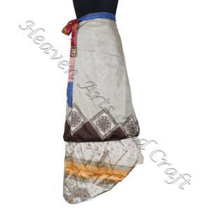 Nueva falda de playa de longitud larga, falda envolvente mágica, falda envolvente de seda alrededor de las mujeres, ropa de seda Vintage Sari de longitud larga envolvente - Product Image 2