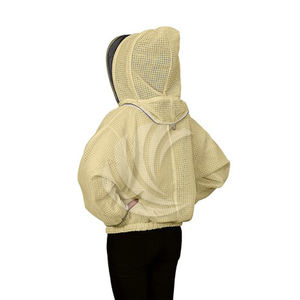 Veste d'apiculture professionnelle kaki multi-couches en maille respirante avec voile de protection, poches avant et poignets élastiques - Product Image 2