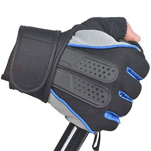 Gants de fitness en cuir demi-doigt pour hommes pour l'entraînement de musculation Gants d'haltérophilie avec support de poignet - Product Image 1