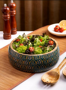 ชามไม้เสิร์ฟพร้อมเคลือบลายดอกไม้สำหรับตกแต่งภายในชามผลไม้สลัดเครื่องครัวขนาดใหญ่เป็นมิตรต่อสิ่งแวดล้อม - Product Image 4