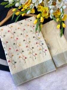 Designer indien femmes lin tissu Saree élégant exclusif Blouse traditionnel élégant fantaisie Festival fête porter dernière ethnique - Product Image 5