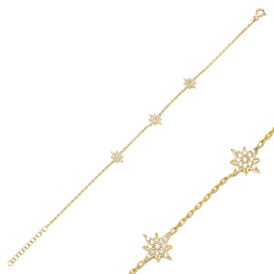 North Star Zircon Stone <b>Charm</b> Woman Bracelet Turkish Handmade Wholesale 925 Sterling Silver Jewelry - Product Image 1