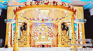 Mandap en bois de style gujarati pour mariage, mandap moderne pour mariage asiatique, mandap élégant pour mariage indien, décoration d'événement aux États-Unis - Product Image 5