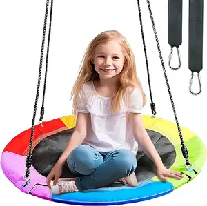 Saucer Tree Swing For Kids Waterproof Swing Seat With Adjustable Ropes For Kids Playground Activity