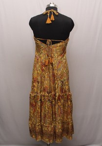 2023 femmes sans manches imprimé fleuri robe d'été longue dos nu tenue de fête pour les vacances taille naturelle tissé en mousseline de soie Sexy - Product Image 6