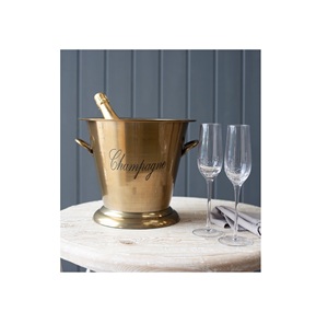 Refroidisseur de vin en aluminium fini or Champagne vin seau à glace avec poignées articles de Table seau à Champagne à prix bas - Product Image 1