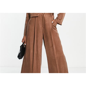 Pantaloni a Gamba Larga in Velluto a Coste Marrone Topshop, Vita Alta, Casual, a Zampa, Traspiranti, Taglia 10 US per l'Autunno - Product Image 3