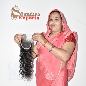 Extensiones de Cabello Humano 100% Natural de Templo Indio, Cierre de Encaje HD 4x4, Ondulado Rizado, Doble Trama, Frontal a Máquina - Product Image 2