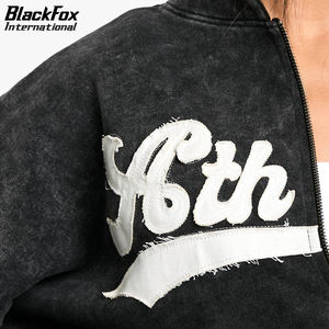 Sweat à capuche court pour femme de haute qualité Style de rue surdimensionné en noir en polaire ou en éponge française avec logo avant - Product Image 6