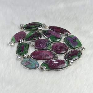 จี้ชุบเงินรูปทับทิม zoisite ที่น่าทึ่งจี้เพชรสร้อยคออัญมณี - Product Image 5