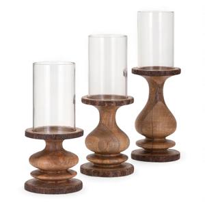 Portavelas Compactos de Madera para Velas de Té con Base Redonda y Acabado de Grano Natural para una Decoración Cálida y Acogedora - Product Image 3