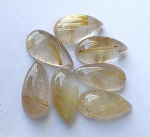 ลูกแพร์ขนาดใหญ่ทำจากหินควอตซ์สีทองธรรมชาติอัญมณีอัญมณีเจียระไนแบบหลังเรียบขนาดได้รับการรับรองสำหรับการทำเครื่องประดับ - Product Image 4