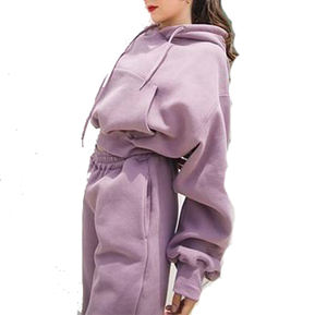 ชุดวอร์มสองชิ้นแบบมีซิปสำหรับสตรีทรงโอเวอร์ไซส์สำหรับฤดูหนาว - Product Image 2